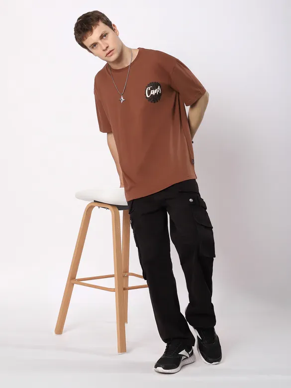 Brown Canes  Printed Oversized T-Shirt